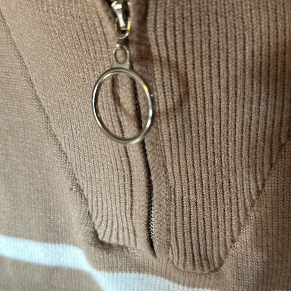 Striped Sweaters Half-Zip Long Sleeve Oversized Pullover - Picture 11 of 12